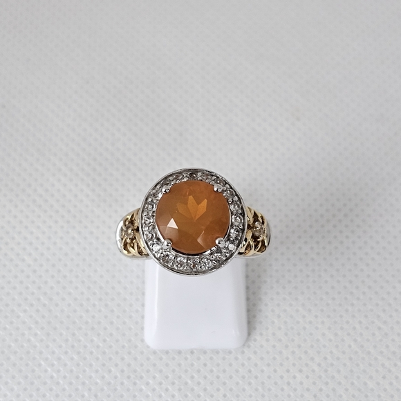 Victoria Wieck Fire Opal & White Topaz Ring Sterling Silver 14k Vermeil Size 7! - Picture 4 of 7